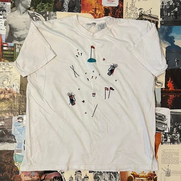 Embroidered golf tee white t - Picture 1 of 6